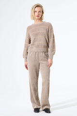 Pull rayé taupe
