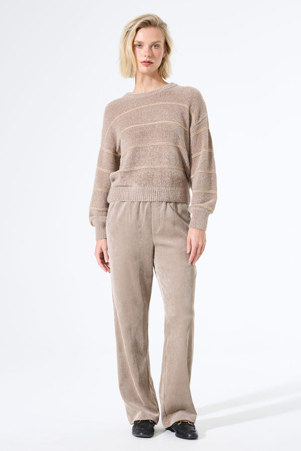 Pull rayé taupe