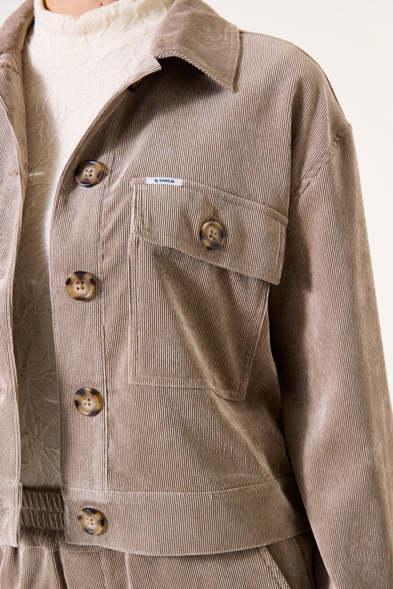 Veste en velours côtelé taupe