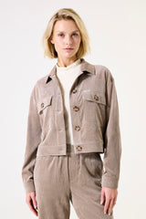 Veste en velours côtelé taupe