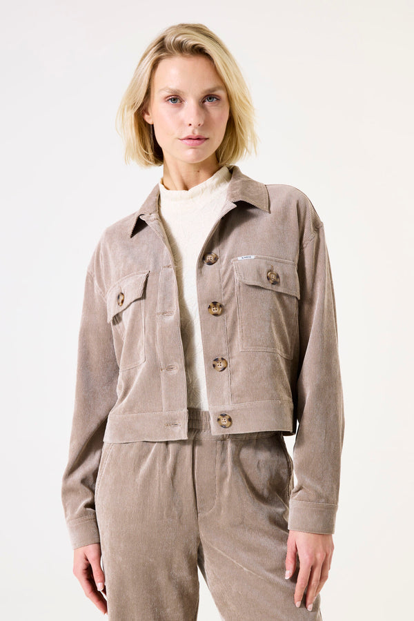 Veste en velours côtelé taupe