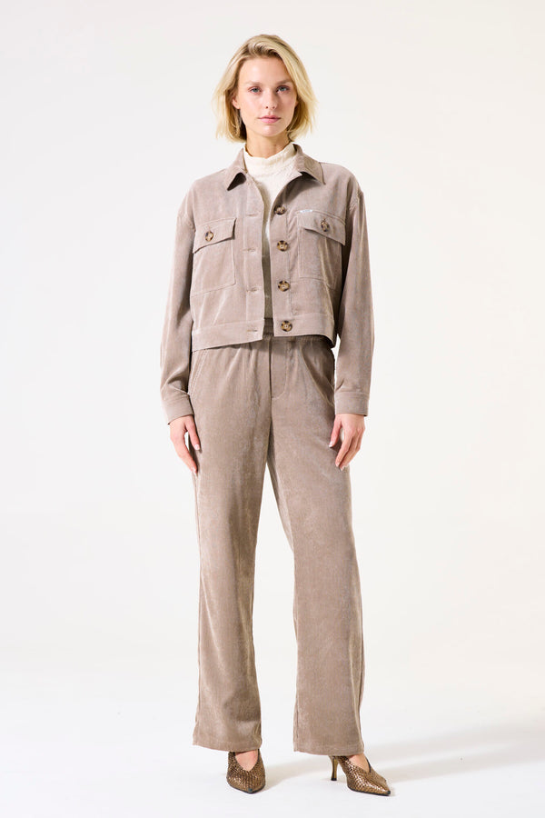 Veste en velours côtelé taupe