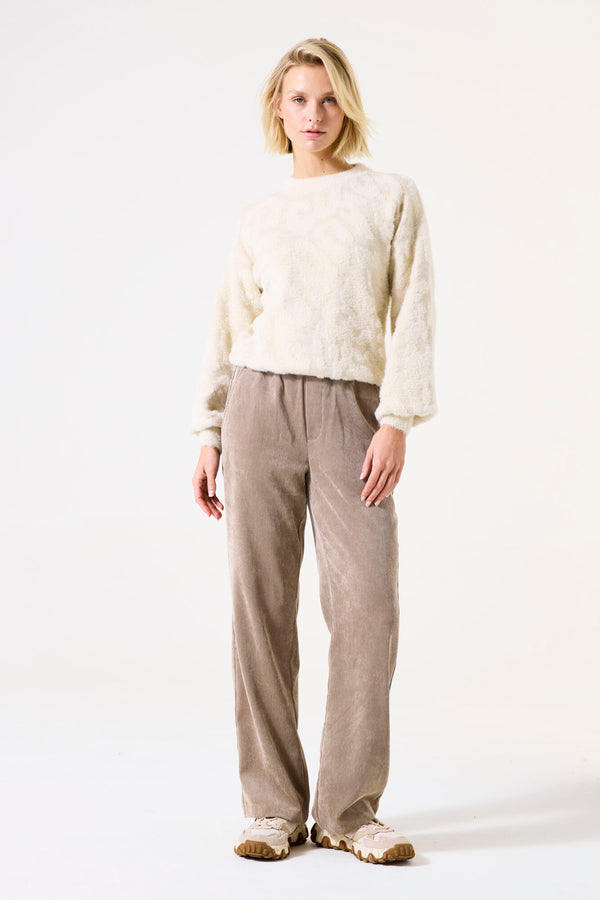 Pantalon en velours côtelé taupe