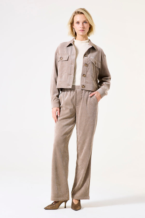 Pantalon en velours côtelé taupe