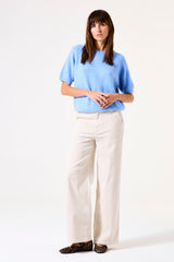 Pantalon velours côtelé blanc cassé