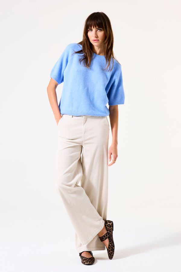 Pantalon velours côtelé blanc cassé