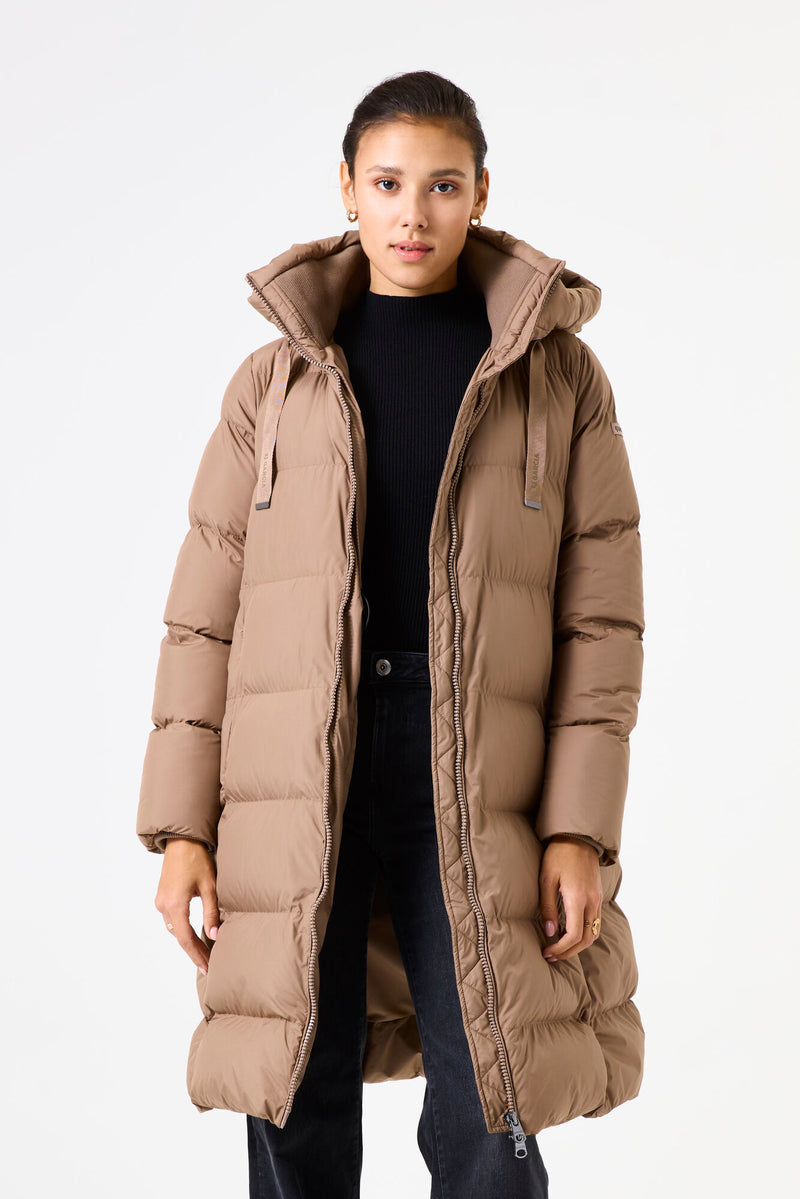 Doudoune longue taupe