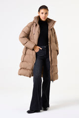 Doudoune longue taupe