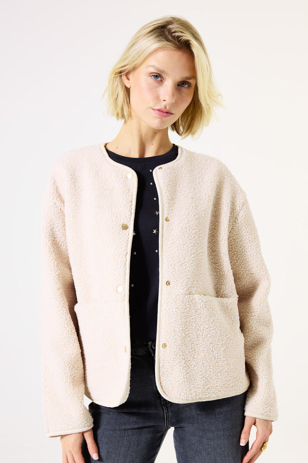 Veste en teddy blanc cassé