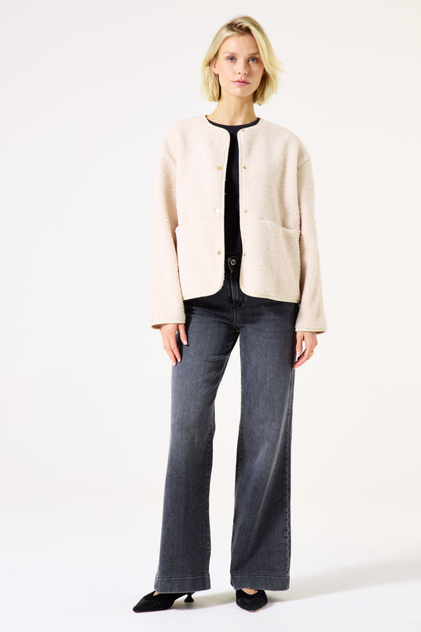Veste en teddy blanc cassé