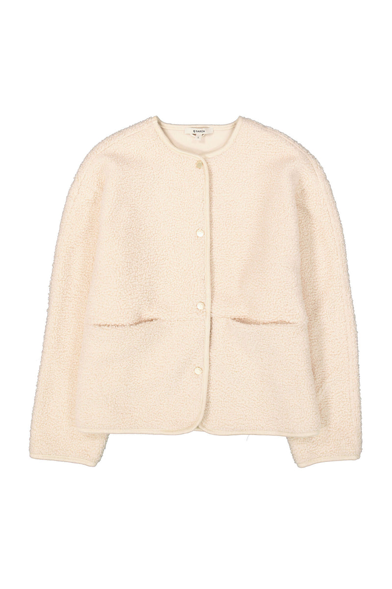 Veste en teddy blanc cassé