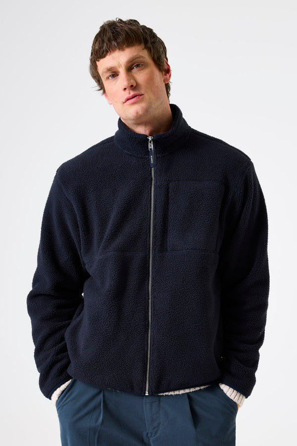 Veste teddy bleu foncé