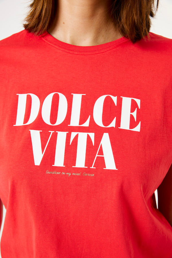 Tee-shirt rouge avec print