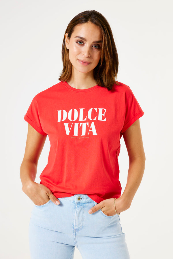 Tee-shirt rouge avec print