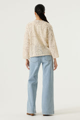 Gilet brodé blanc cassé