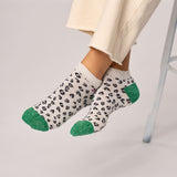 Chaussettes courtes Léopard blanc/vert