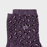 Chaussettes en coton peigné Léopard - Prune