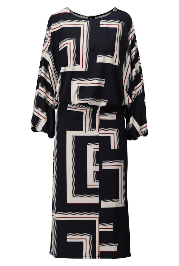 Robe imprimé bleu et bordeau