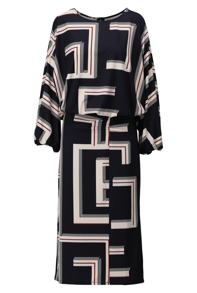 Robe imprimé bleu et bordeau