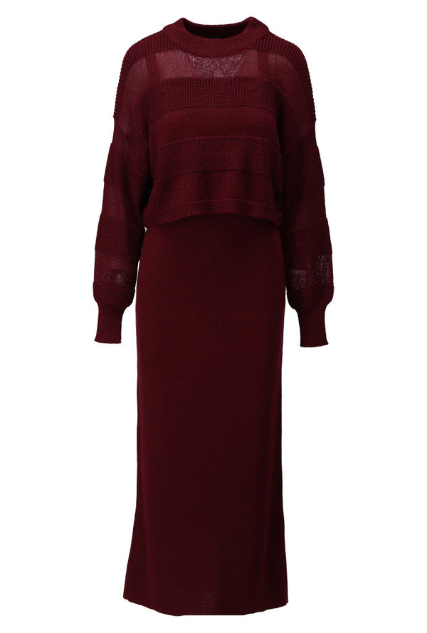 Robe maille bordeaux