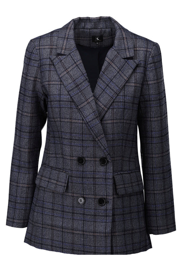 Blazer bleu à carreaux