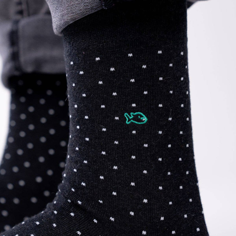 Chaussettes en coton peigné Square - Poivre