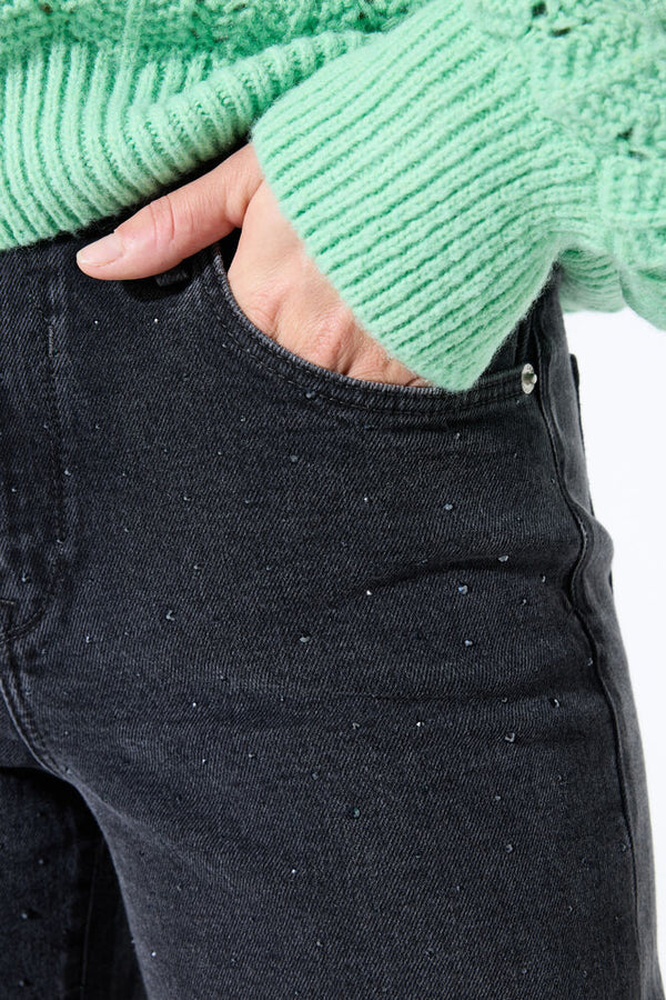 Jean Celia foncé usé avec strass L32