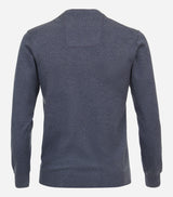 Pull coton col V bleu