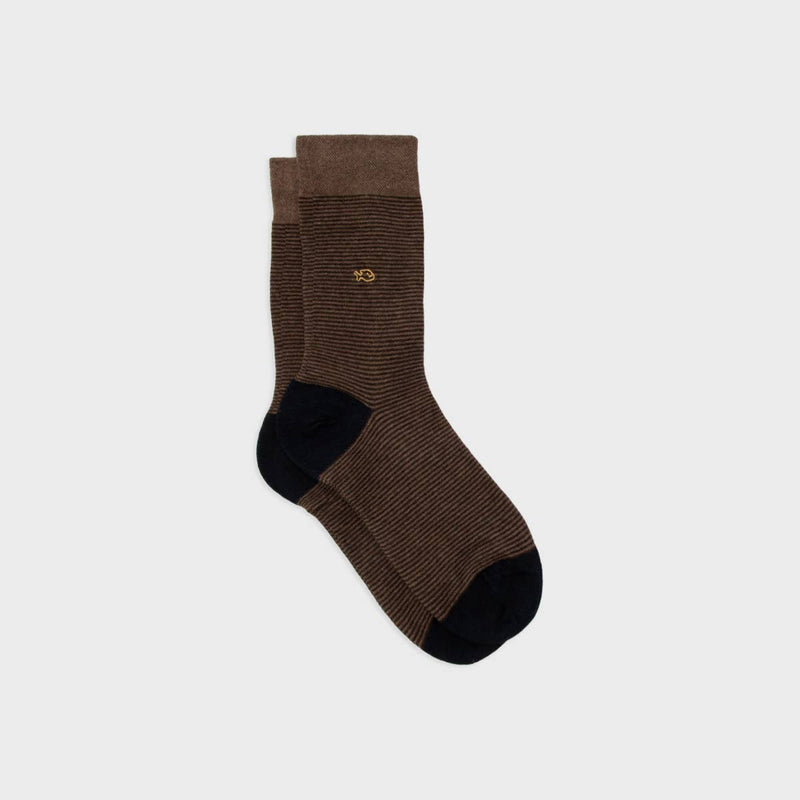 Chaussettes en coton peigné Rayées - Hazelnut