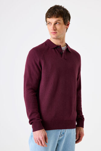 Pull polo bordeaux