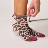 Chaussettes courtes motif vache marron