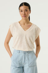 Top blanc cassé